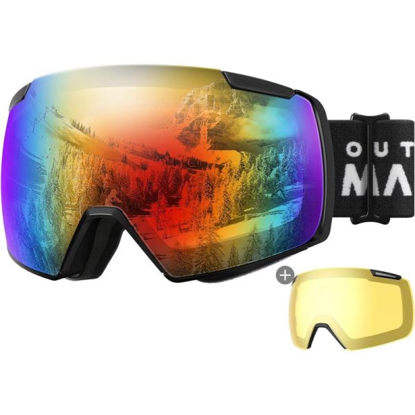 OutdoorMaster Heron Ski Goggles with 2 Lens, Frameless, Magnetic ...